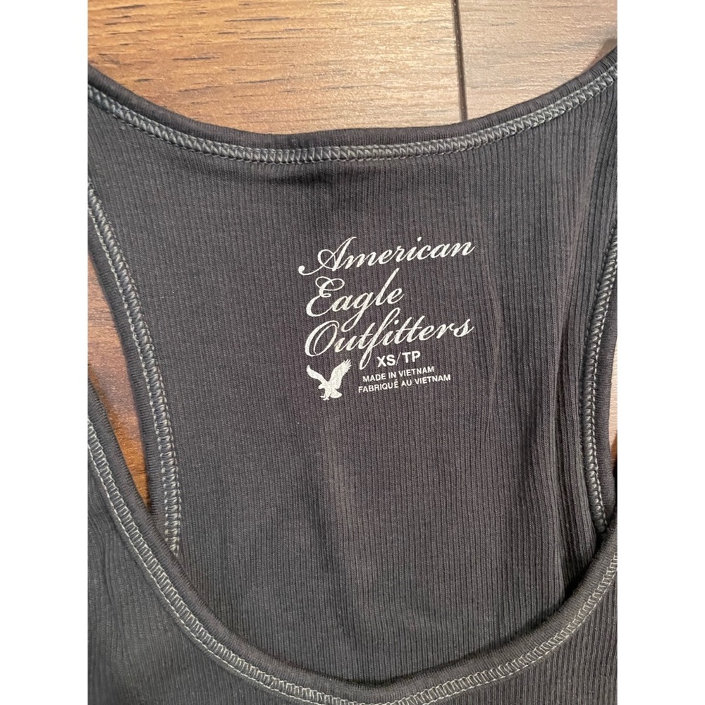AEO Grey Ribbed Tank Top - Picture 2 of 3